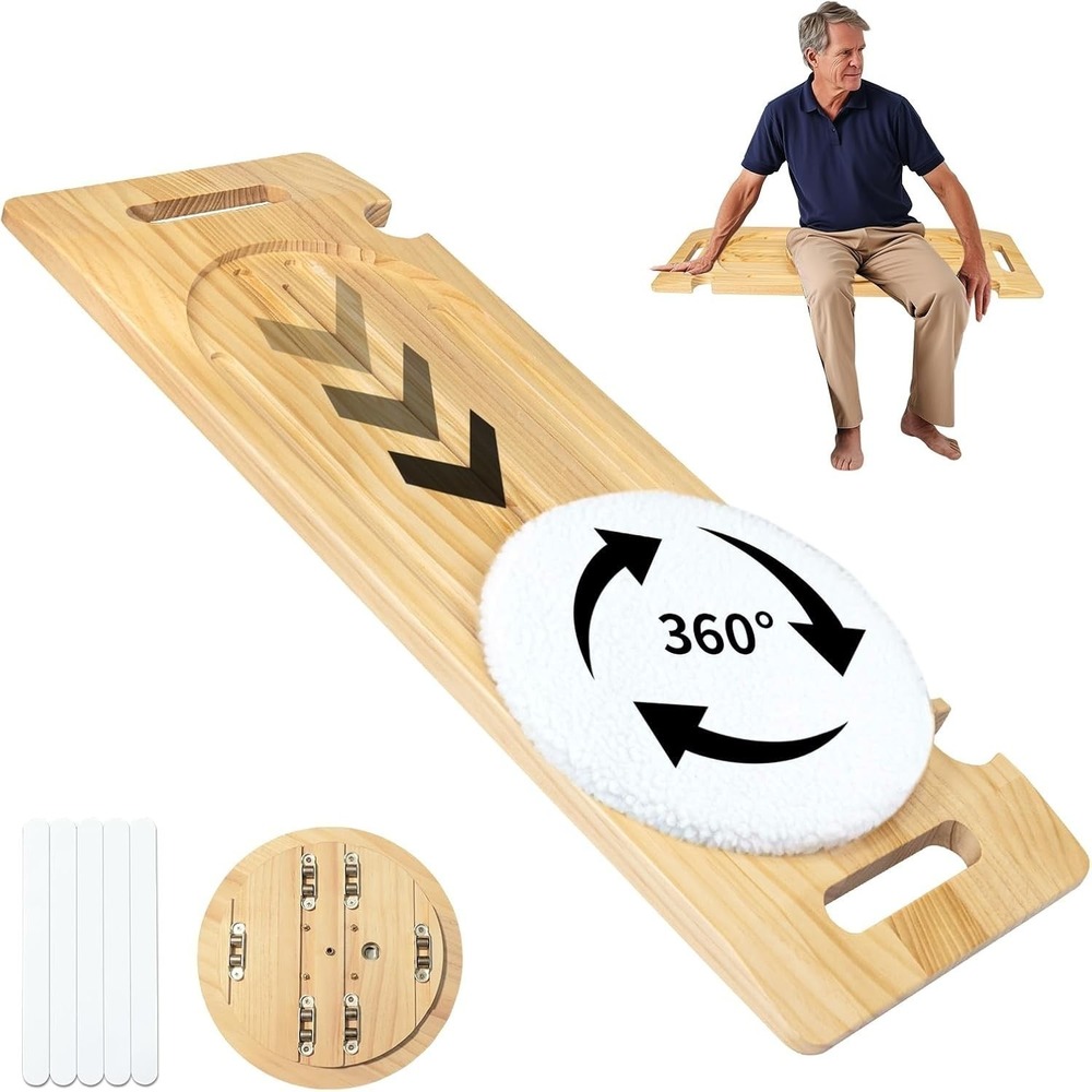 Patient Transfer Board with Pulley & Handles 500 lb Wood